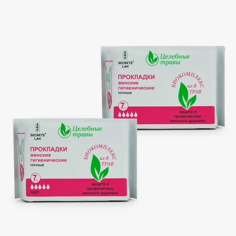 Прокладки Целебные травы - ночные 5 капель, 7 шт