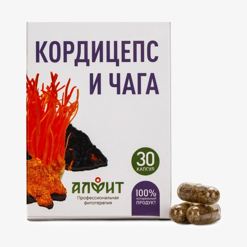 Капсулы Кордицепс и чага 30 шт по 430 мг, 1 упаковка