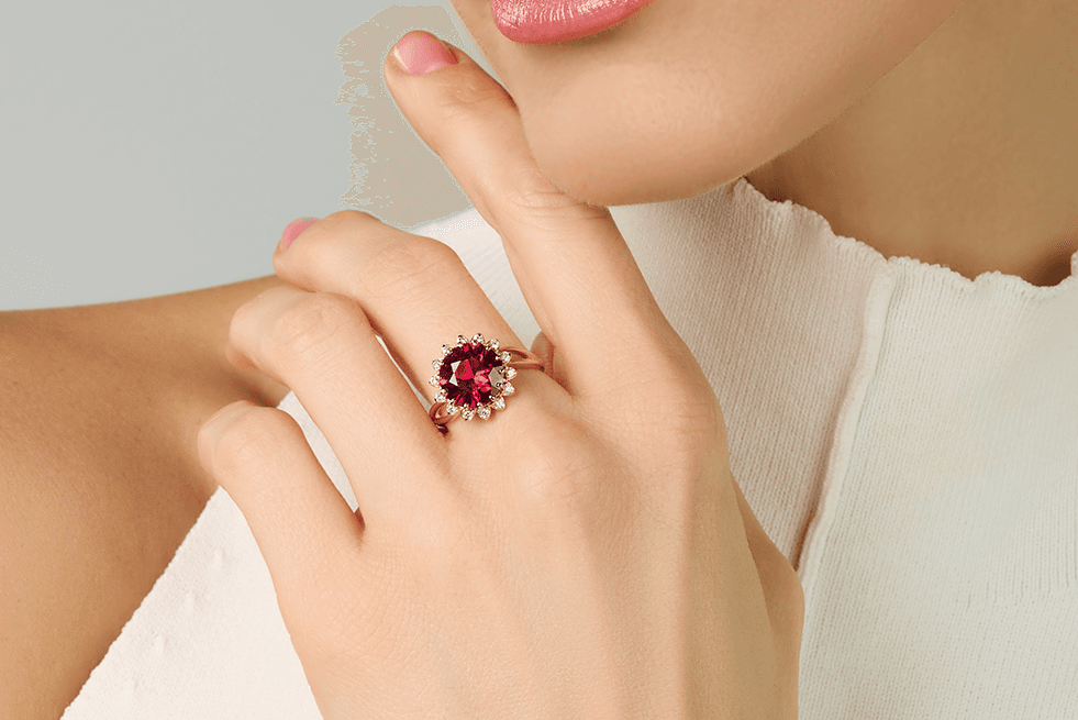 Кольцо рубиновый закат