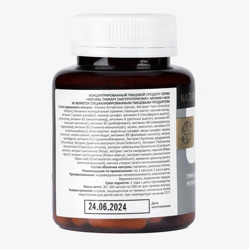 Концентрированный пищевой продукт Мумие+Чага, 1 упаковка