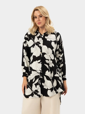 Удлиненная рубашка с цветочным принтом и декором кристаллы