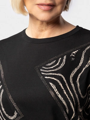 Джемпер нарядный с абстрактным рисунком и стразами