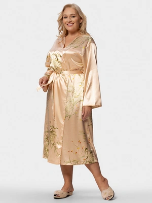 Шелковый халат с акварельным принтом