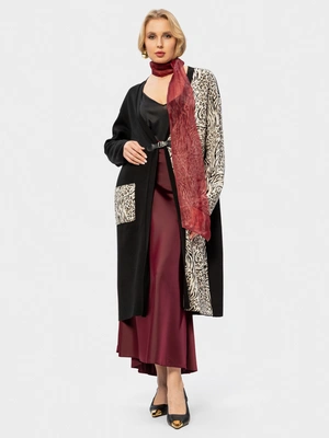 Вязаный удлиненный кардиган с принтом