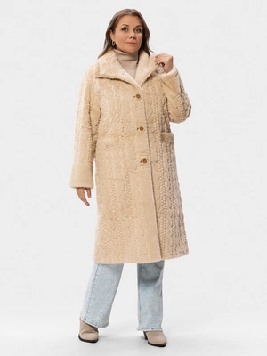 Пальто с вязанным декором