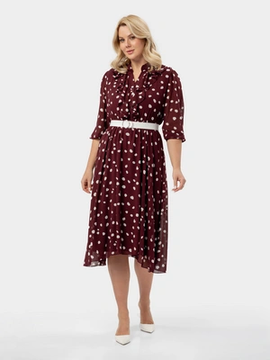 Платье в горошек с рюшей