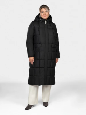 Утепленное пальто с двойным капюшоном