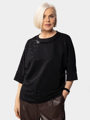 Пуловер плотный трикотаж в стразах