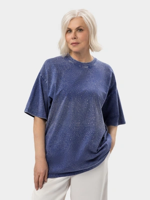 Футболка с россыпью кристаллов свободного кроя