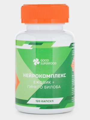 Нейрокомплекс Ежовик + Гинкго Билоба, 1 упаковка, 120 капсул