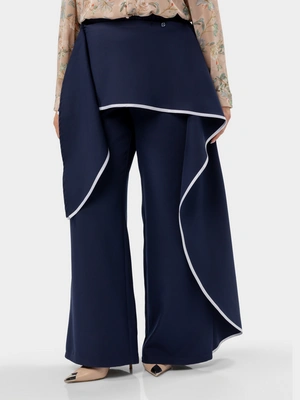 Брюки-палаццо с асимметричным воланом