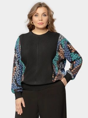 Комбинированная блуза с шифоновыми рукавами