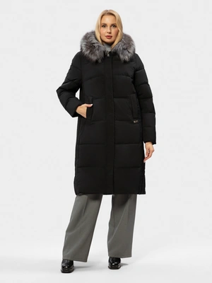 Пальто утепленное с воротником чернобурка