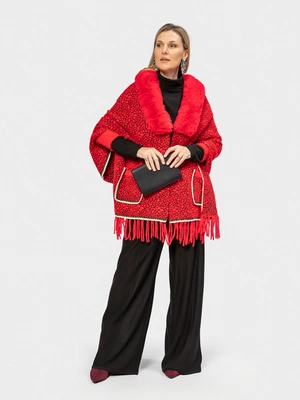 Пончо с воротником из экомеха