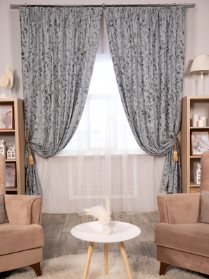 Комплект штор бархат крэш с деворе + подхваты в подарок