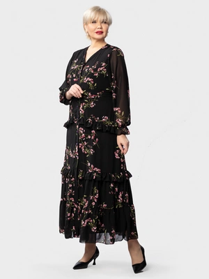 Платье с контрастными шифоновыми рукавами