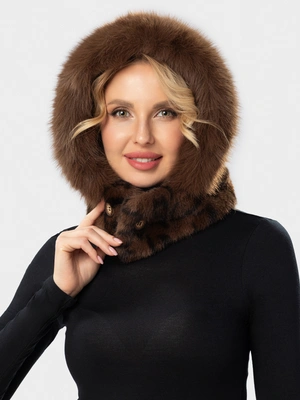 Меховой капор с принтом