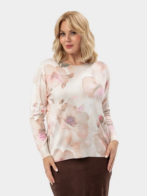 Джемпер с принтом и стразами