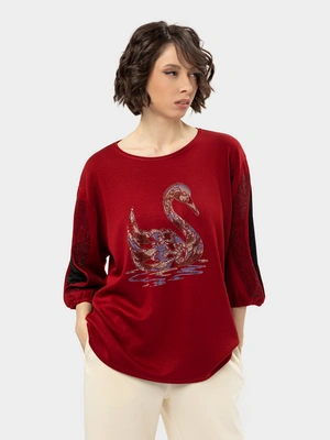 Джемпер с кристаллами "Лебедь"