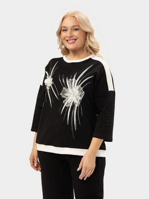 Трикотажная блуза с декором цветы