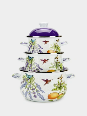 Набор эмалированных кастрюль «Прованский сад»