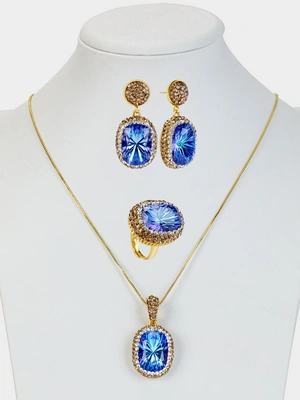 Комплект Лагуна (колье+серьги+кольцо)