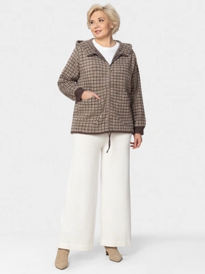 Кардиган с капюшоном на молнии мелкая клетка