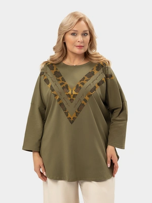 Туника свободного кроя с кристаллами леопард