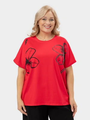 Футболка с принтом Цветы и с кристаллами