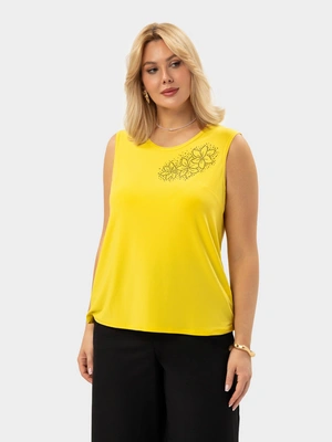 Трикотажная майка с цветочной аппликацией