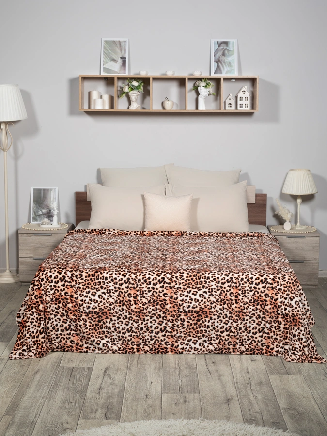 Плед набивной леопардовый