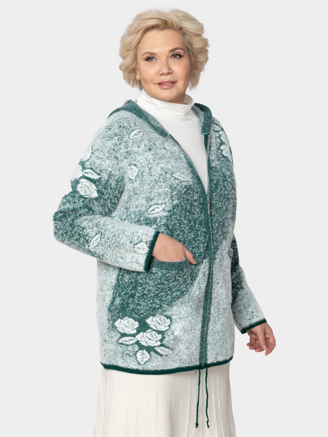 Кардиган на молнии с капюшоном с рисунком