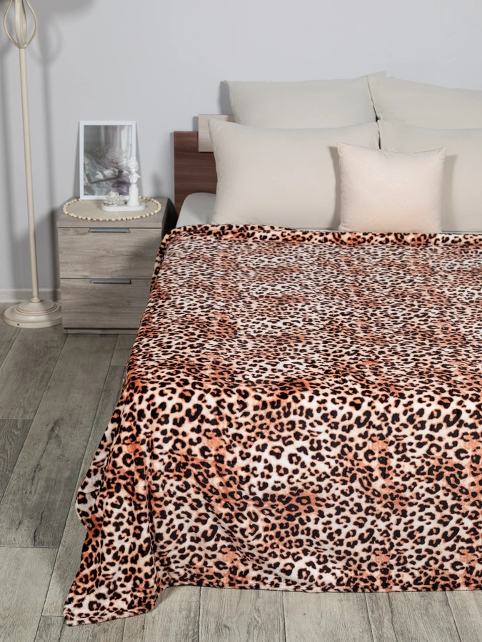 Плед набивной леопардовый