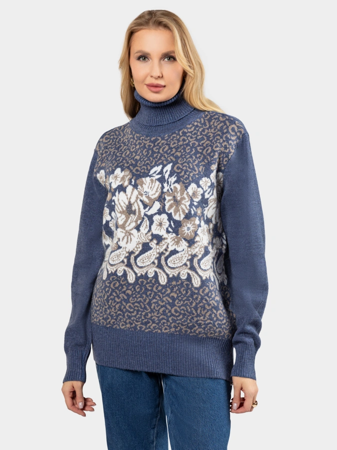 Шерстяная водолазка с цветами