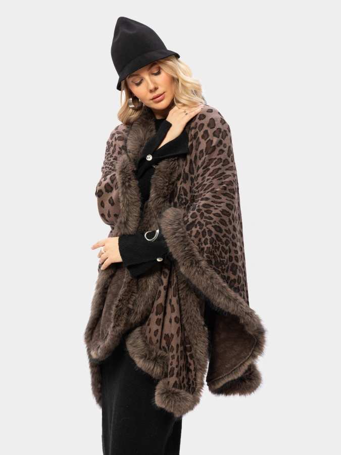 Пончо Элегия с меховой отделкой