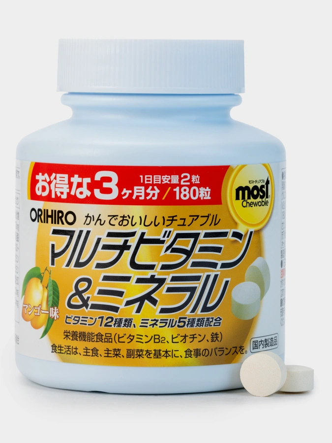 Мультивитамины и минералы со вкусом манго, 1 упаковка, 180 таблеток