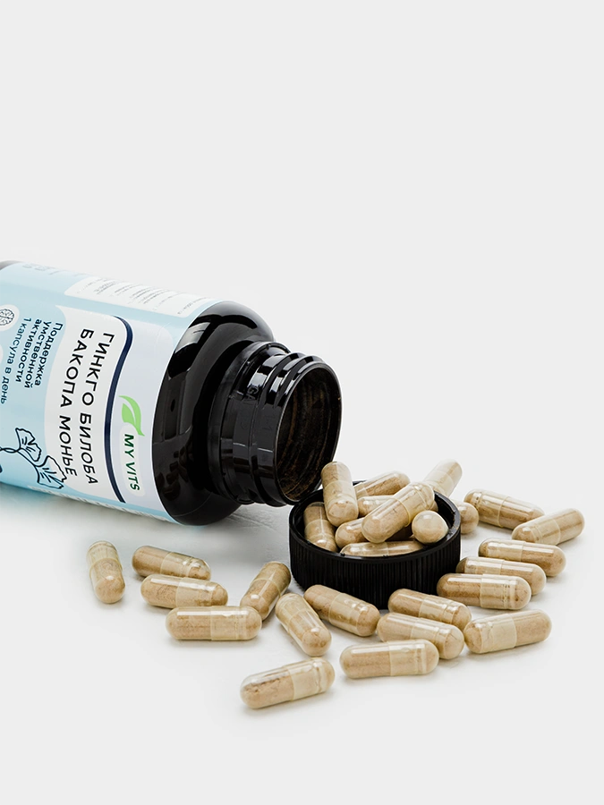 Капсулы Гинкго Билоба и Бакопа Монье MY VITS, 1 упаковка