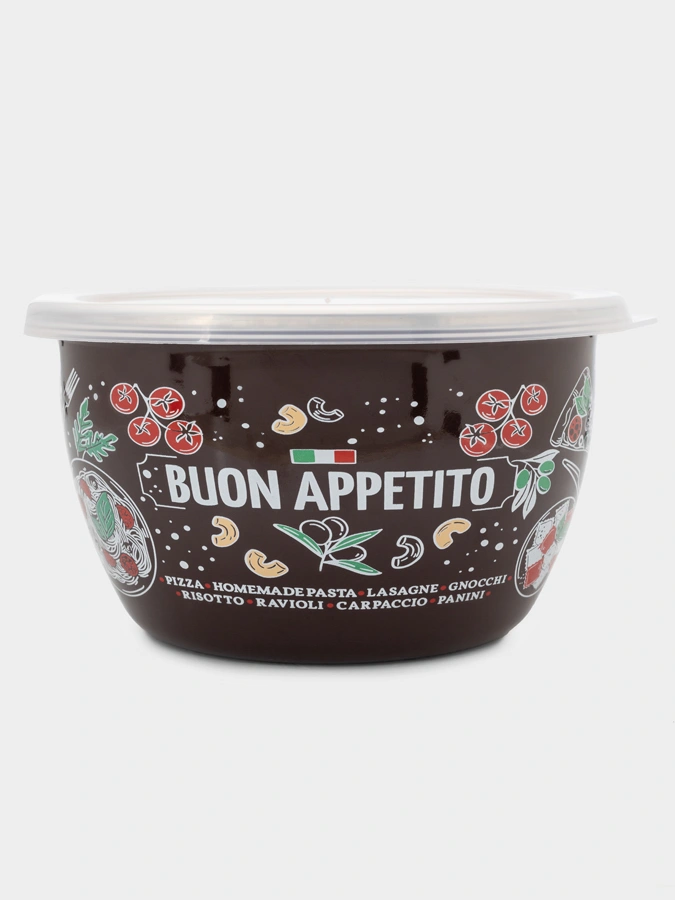 Миска эмалированная Buon appetito с пластиковой крышкой, 1,7 л