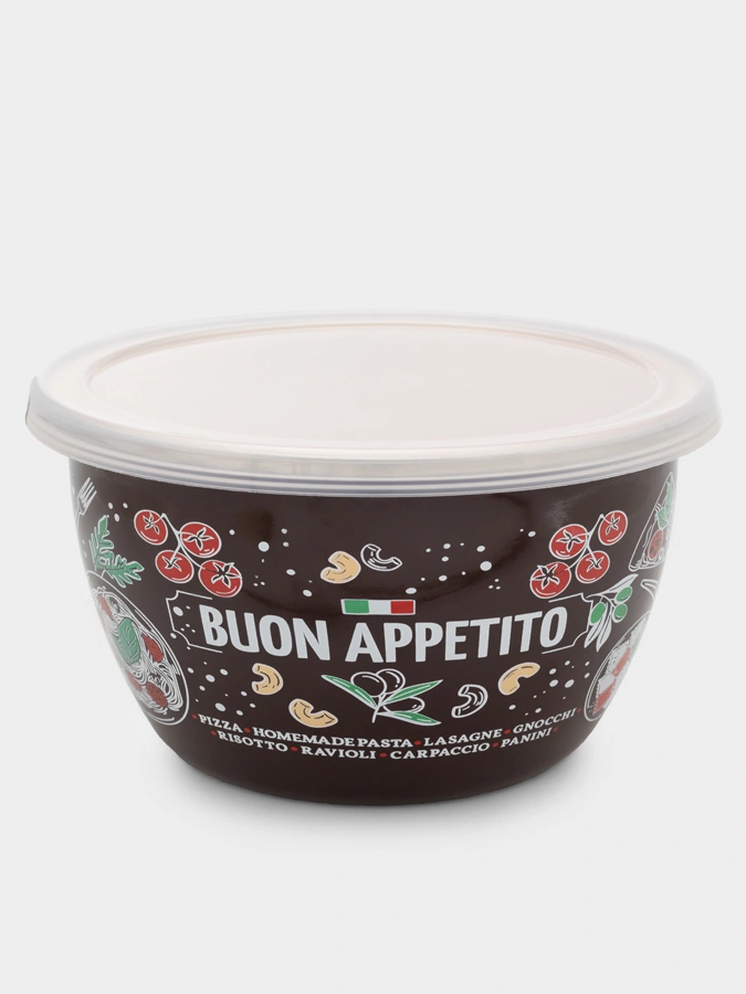 Миска эмалированная Buon appetito с пластиковой крышкой, 1,7 л