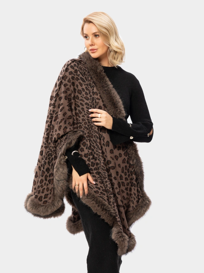 Пончо Элегия с меховой отделкой