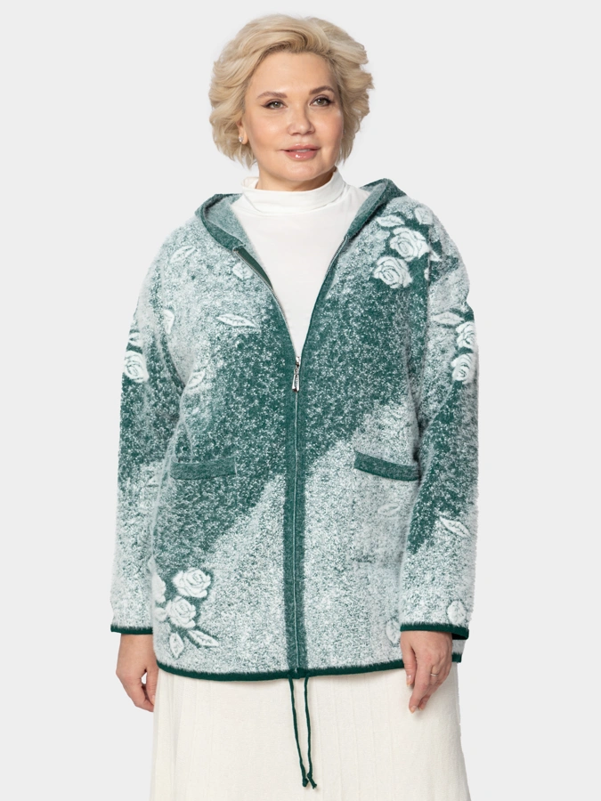 Кардиган на молнии с капюшоном с рисунком