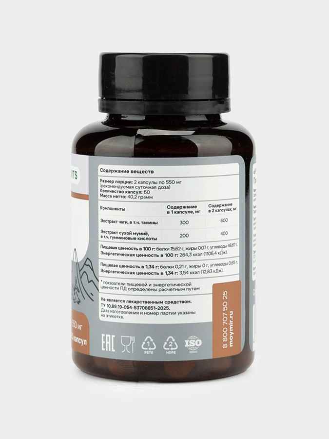 Мумиё Чага "Природный регенерант" MY VITS, 1 упаковка