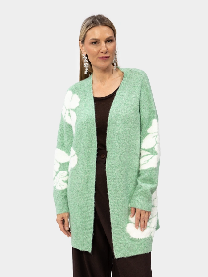 Кардиган с цветочной аппликацией