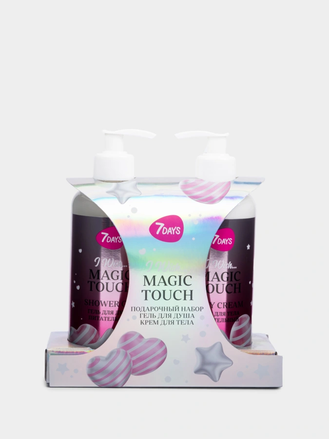 Подарочный набор гель для душа и крем для тела, (серебряный) MAGIC TOUCH, 7DAYS, 400 мл