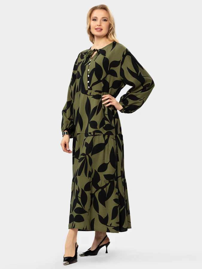 Платье длинное с рукавом на резинке