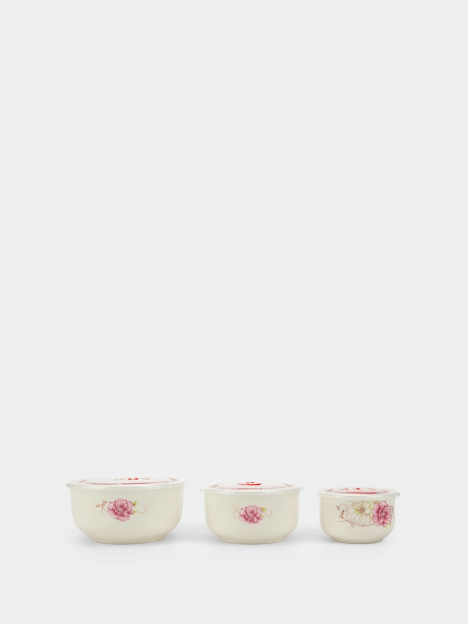 Комплект из трех мисок с крышками