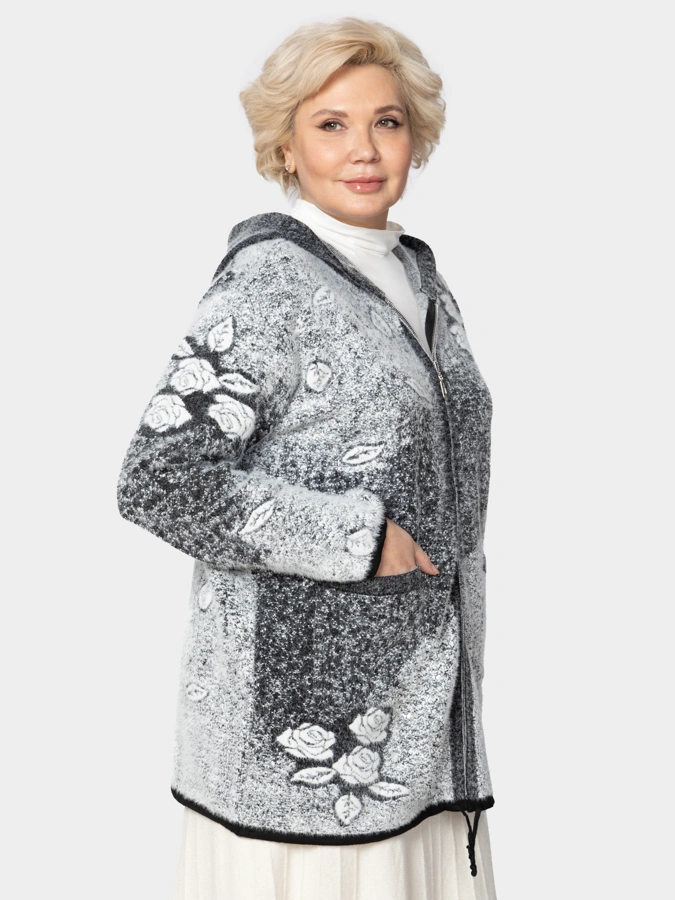 Кардиган на молнии с капюшоном с рисунком