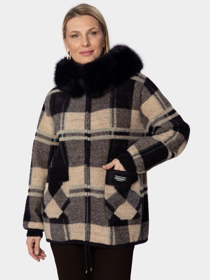 Кардиган на молнии с меховой отделкой