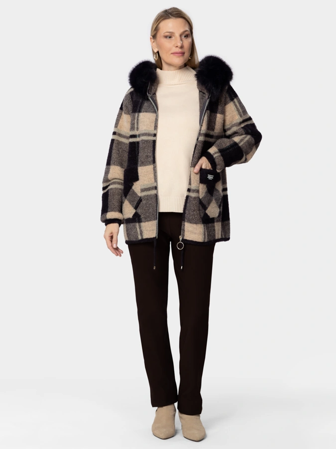 Кардиган на молнии с меховой отделкой