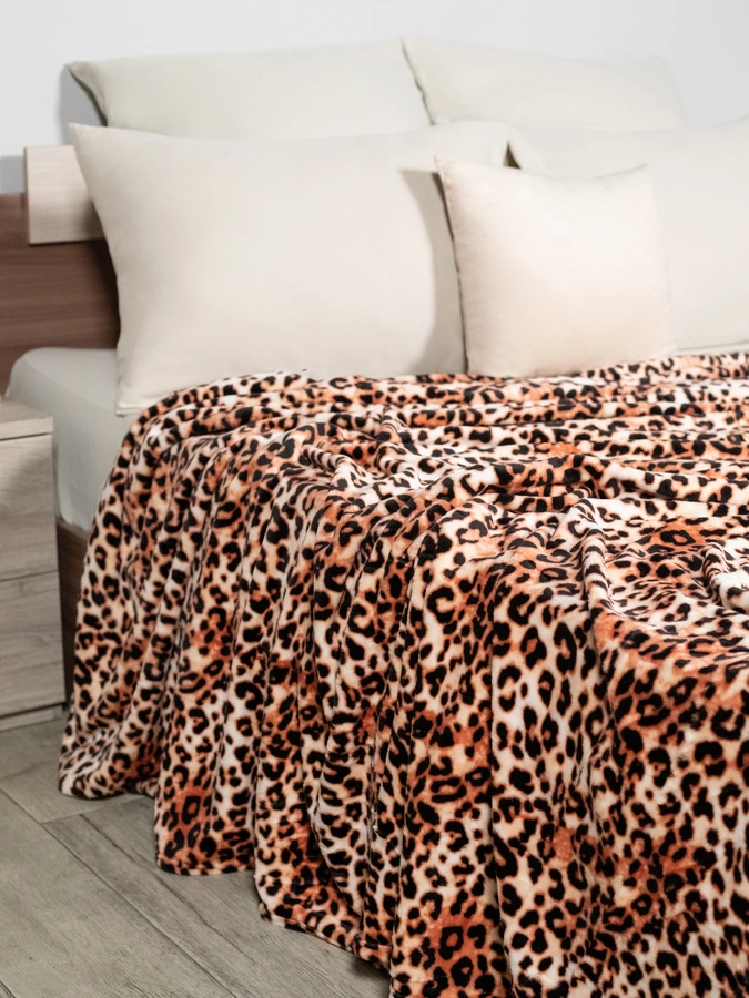 Плед набивной леопардовый